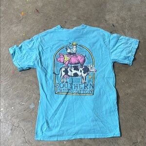 Southern Fried Cotton Womens Blue Graphic T-Shirt